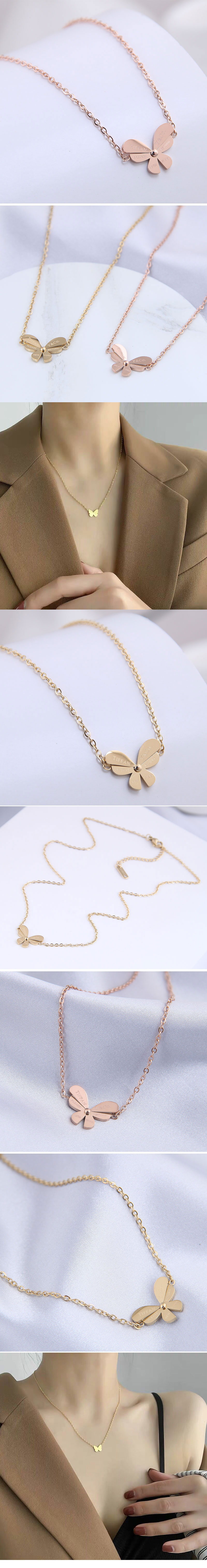 Korean Fashion Hip-hop Titanium Steel Sweet Butterfly Necklace display picture 1