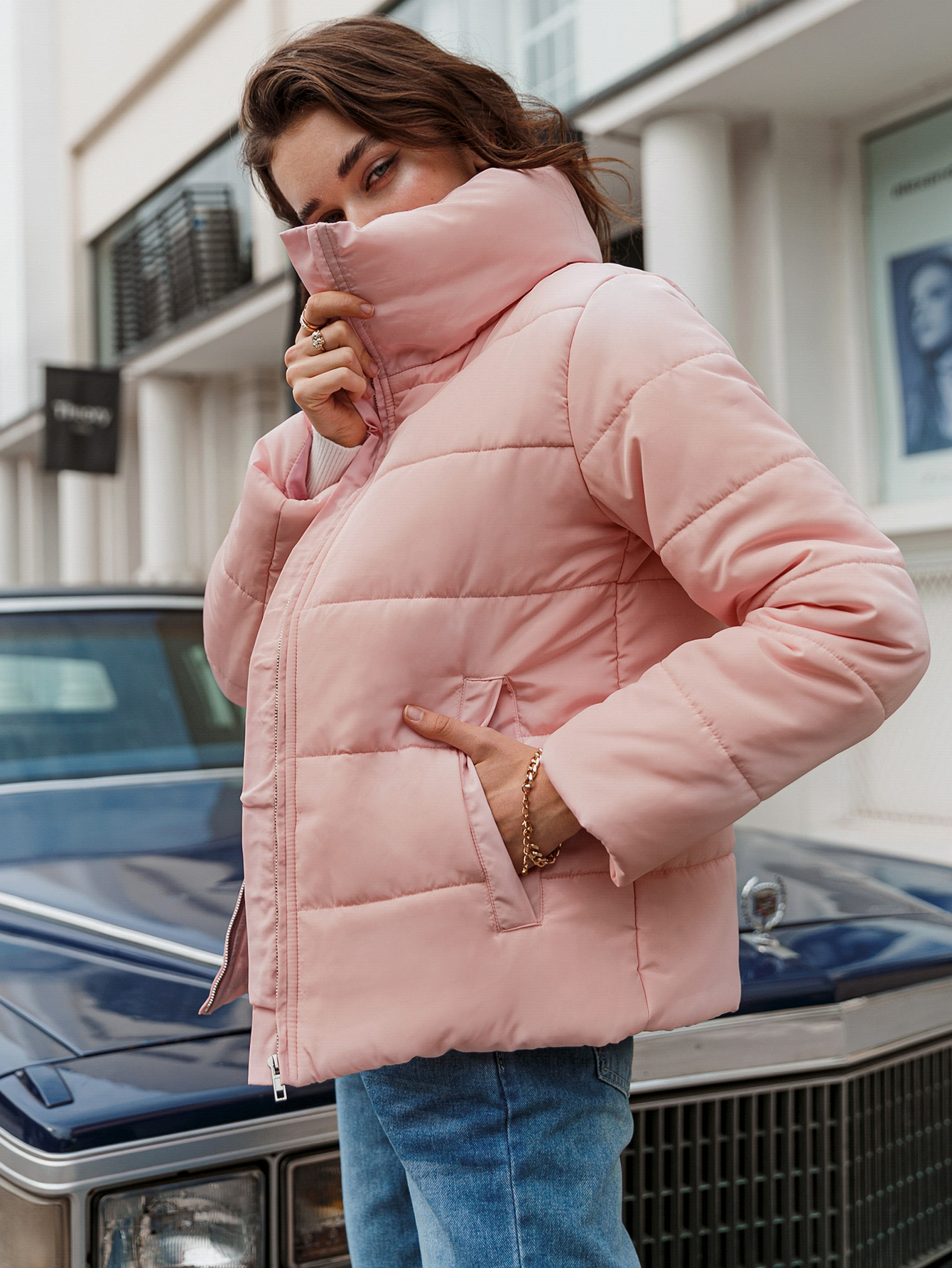 Pink Short Warm Coat display picture 4