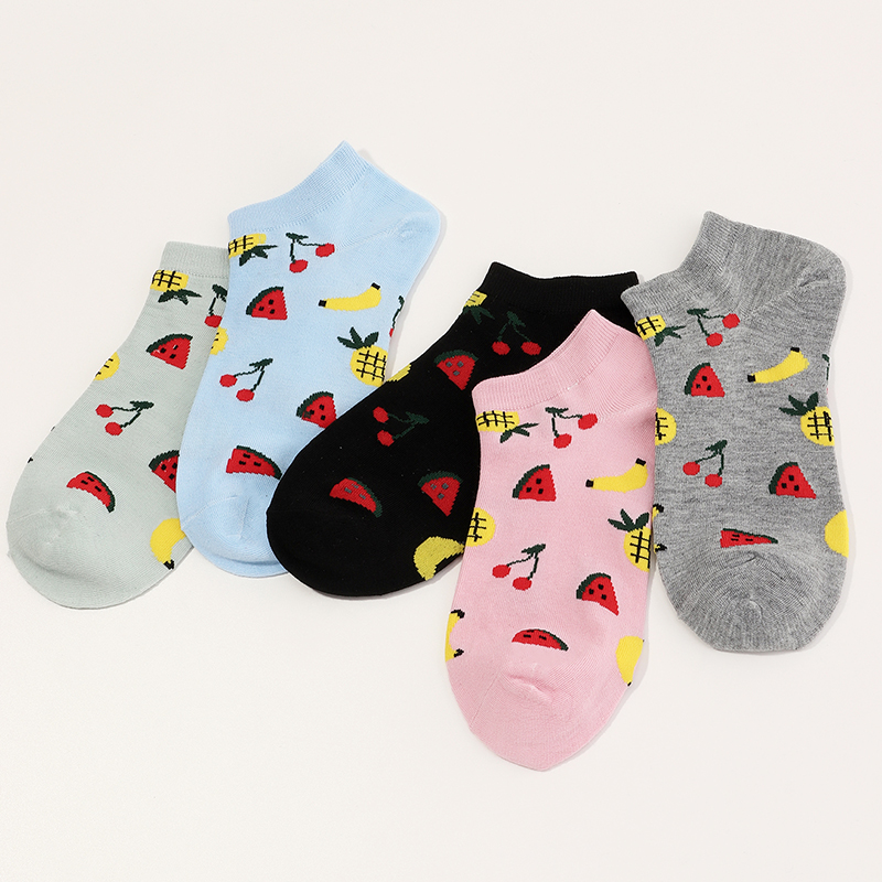 5 Pairs Of Fruit Cotton Pattern Simple Socks display picture 1