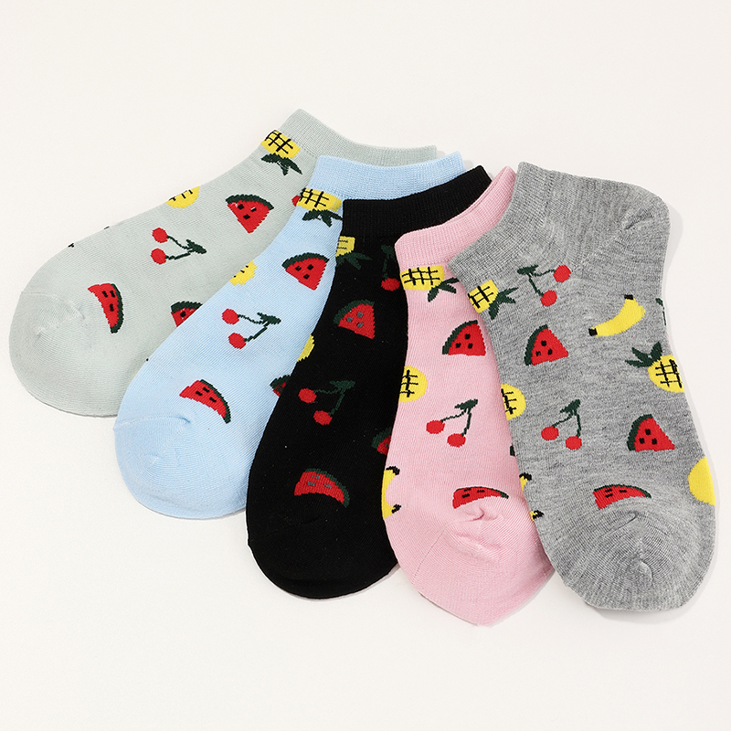 5 Pairs Of Fruit Cotton Pattern Simple Socks display picture 3