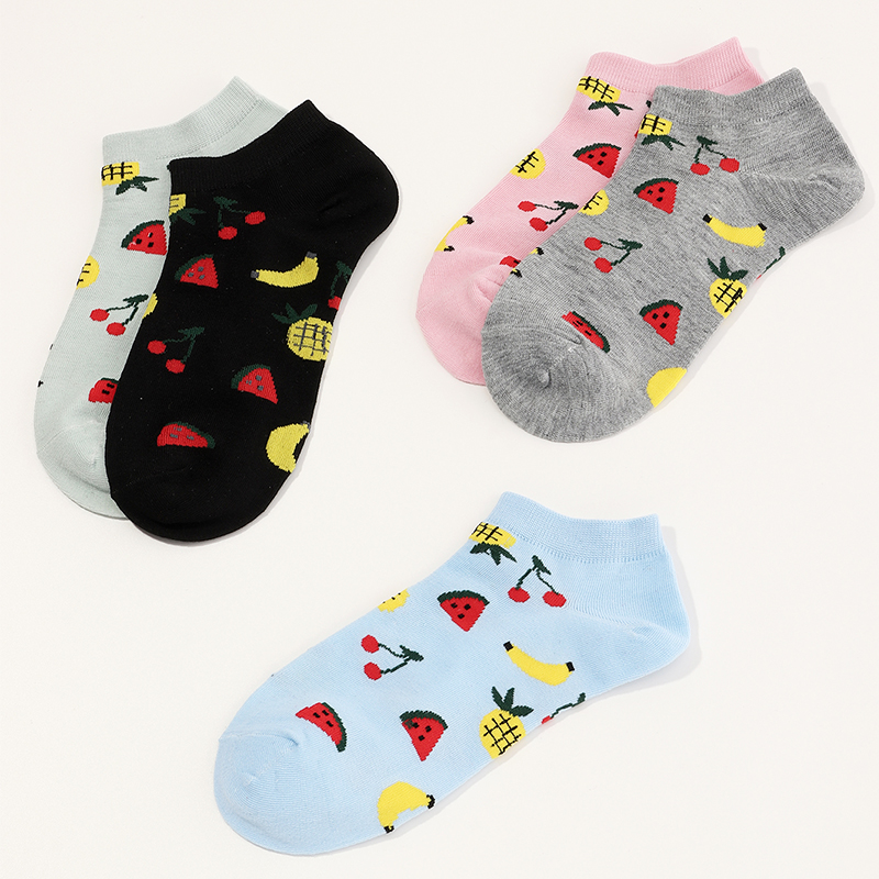 5 Pairs Of Fruit Cotton Pattern Simple Socks display picture 4