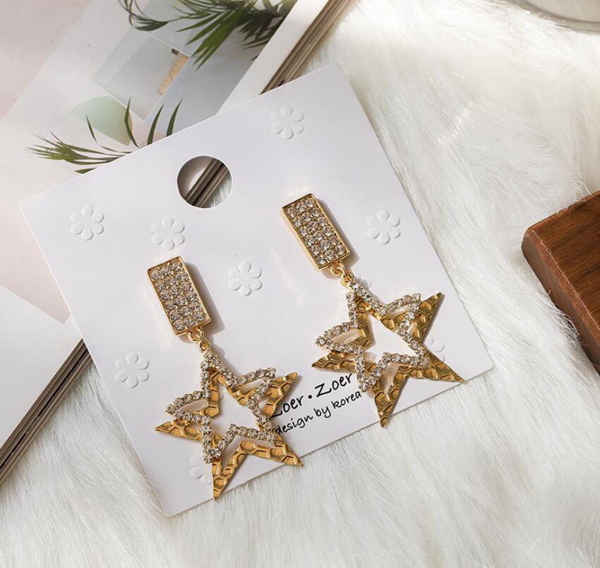 Exaggerated Five-pointed Star Diamond Earrings display picture 1