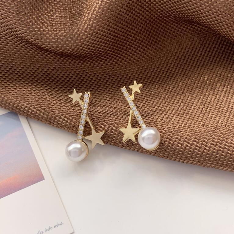 Cross Full Diamond Imitation Pearl Earrings display picture 1