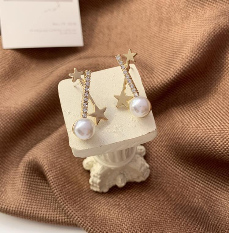 Cross Full Diamond Imitation Pearl Earrings display picture 2