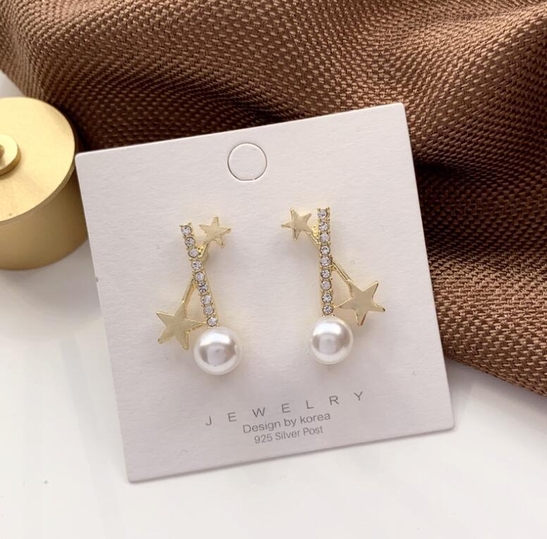 Cross Full Diamond Imitation Pearl Earrings display picture 3