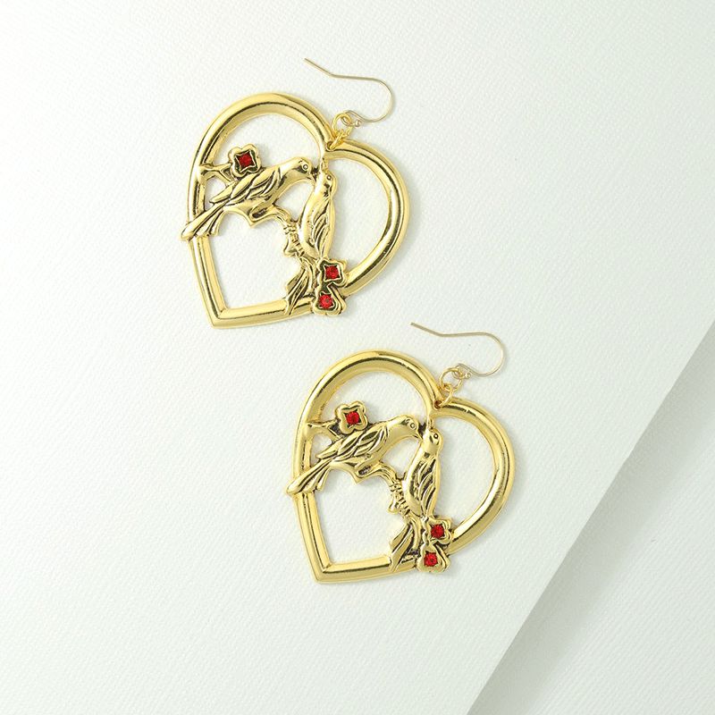 New Peach Heart Magpie Earrings display picture 1