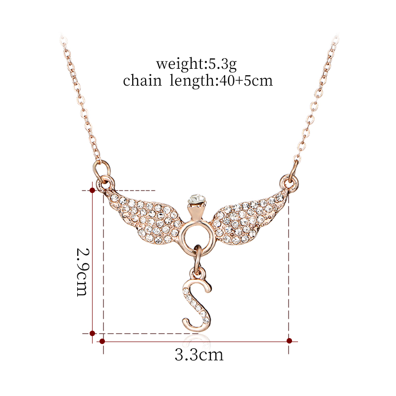 S Letter Angel Wings Diamond Necklace display picture 2