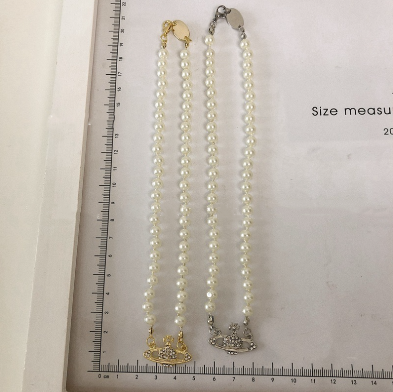 Mode Saturn Perle Schlüsselbein Kette Hipster Halskette display picture 1
