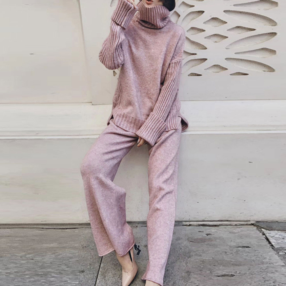New Loose Simple Wide Leg Pants Two-piece Knitted Suit display picture 4