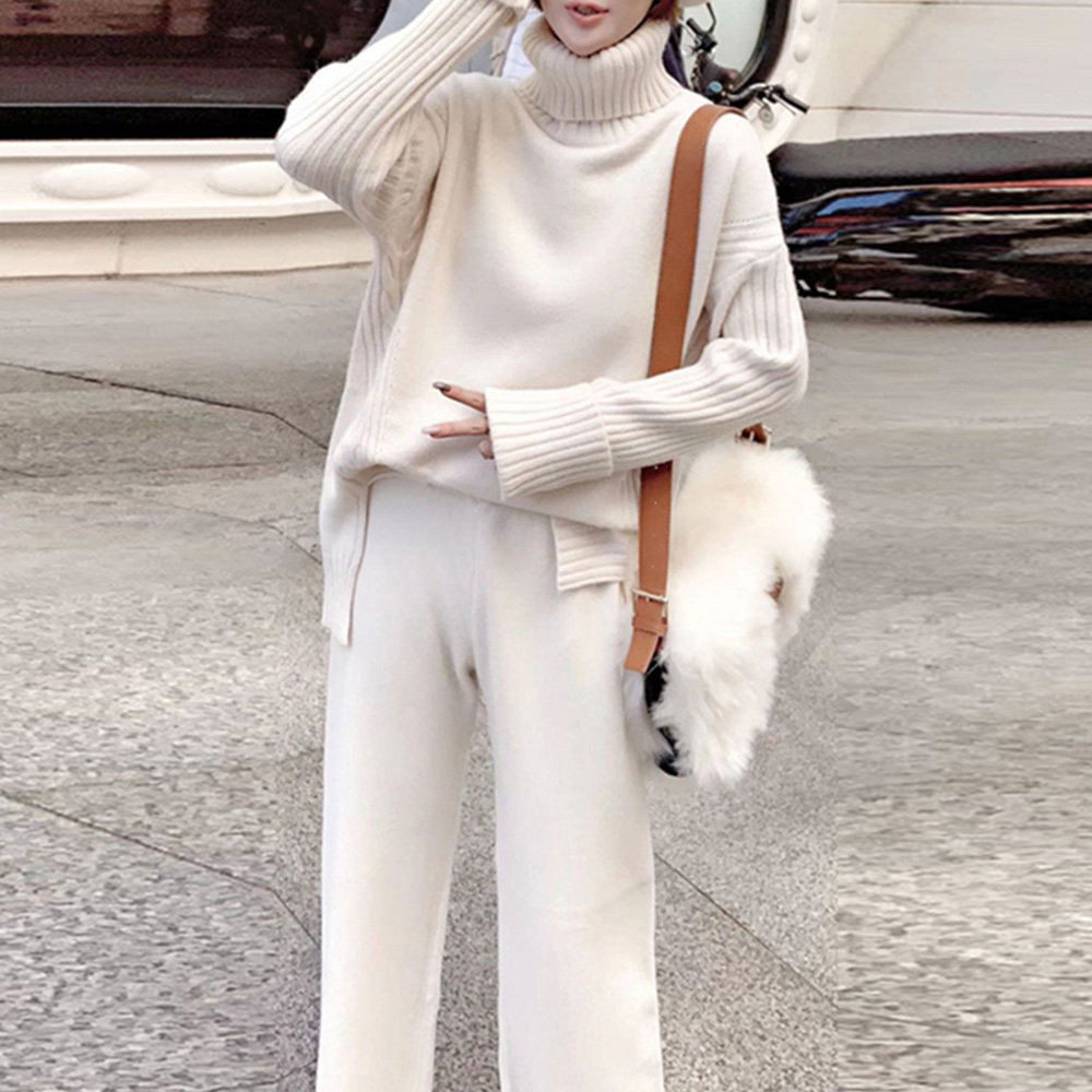 New Loose Simple Wide Leg Pants Two-piece Knitted Suit display picture 6
