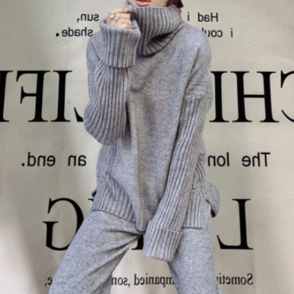New Loose Simple Wide Leg Pants Two-piece Knitted Suit display picture 7