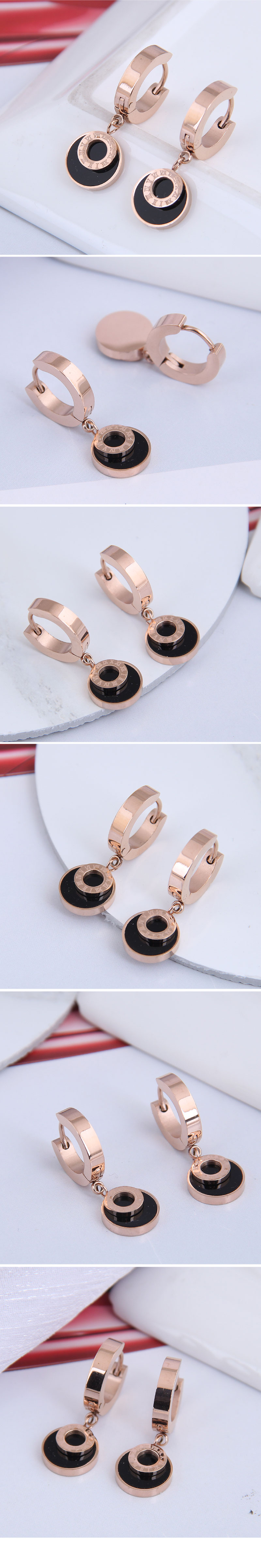 Fashion Titanium Steel Simple Round Number Earrings display picture 1