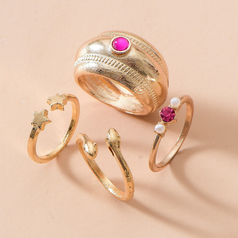 Pearl Snake Ring Set 5-piece Set display picture 2