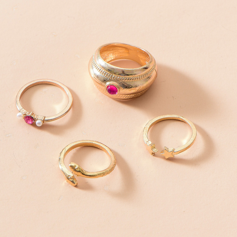 Pearl Snake Ring Set 5-piece Set display picture 3