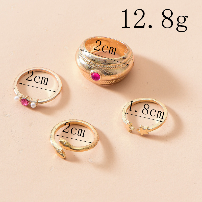 Pearl Snake Ring Set 5-piece Set display picture 4