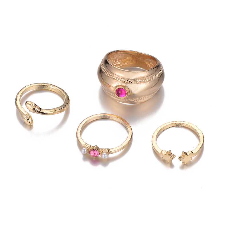 Pearl Snake Ring Set 5-piece Set display picture 5