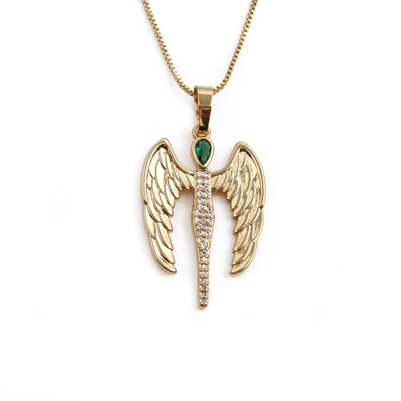 1 Piece Fashion Water Droplets Wings Copper Inlay Zircon Pendant Necklace display picture 9
