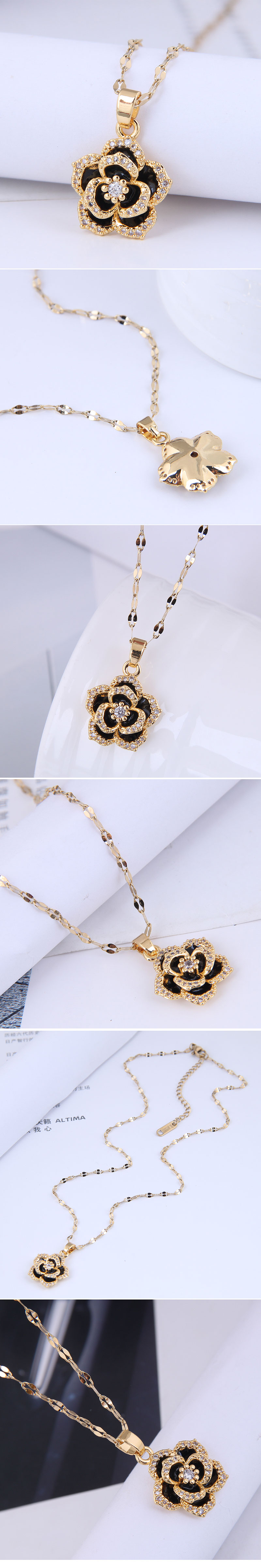 Korean Fashion Sweet Ol Rose Personality Necklace For Women display picture 1