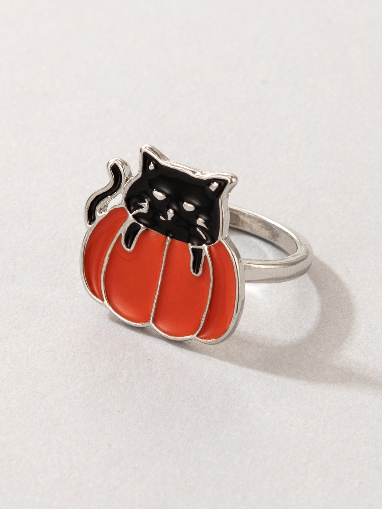 2021 Neuer Schmuck Halloween Orange Katzenring display picture 3