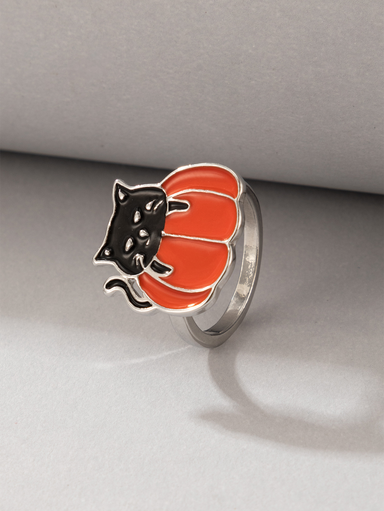 2021 New Jewelry Halloween Orange Cat Ring display picture 5