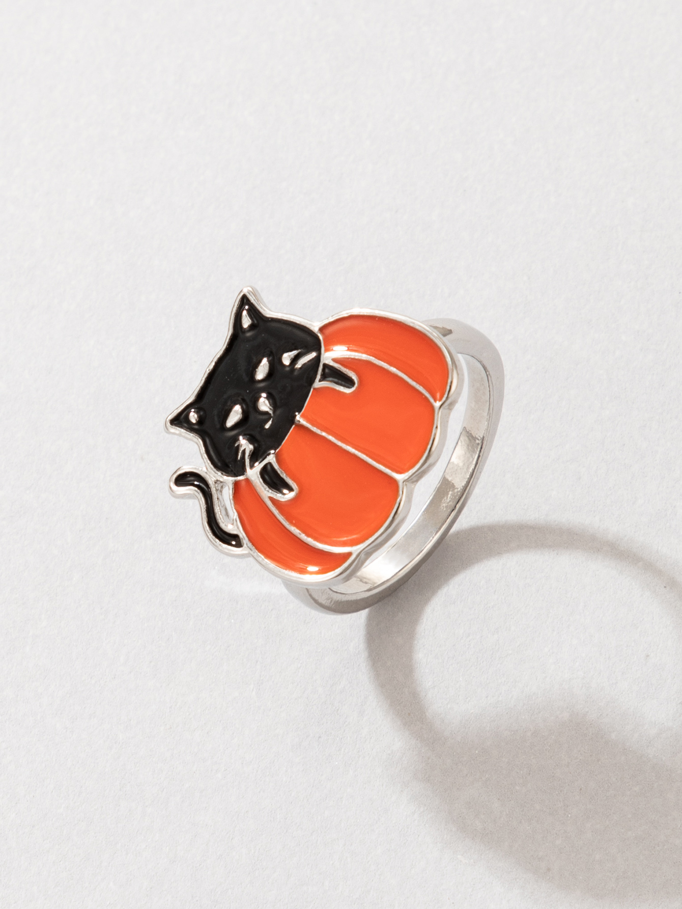 2021 New Jewelry Halloween Orange Cat Ring display picture 6