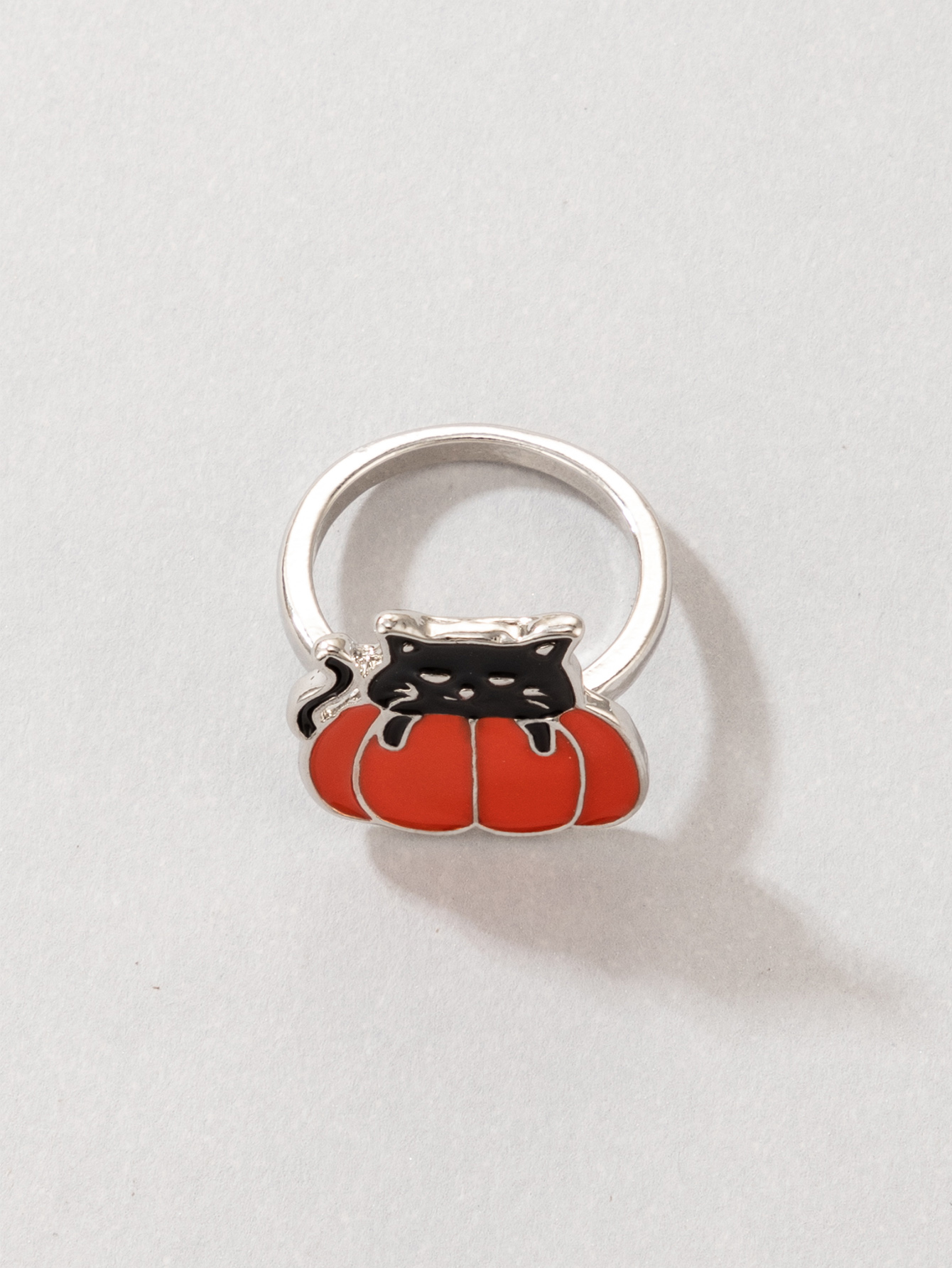 2021 New Jewelry Halloween Orange Cat Ring display picture 7