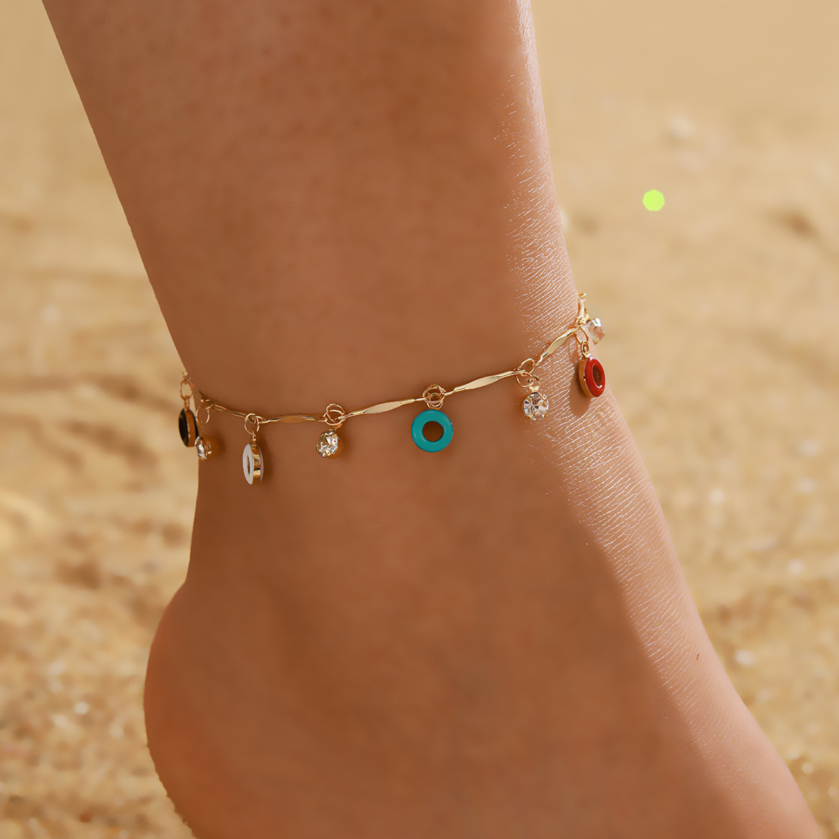 2021 New Fashion Jewelry Colorful Geometric Crystal Anklet display picture 7