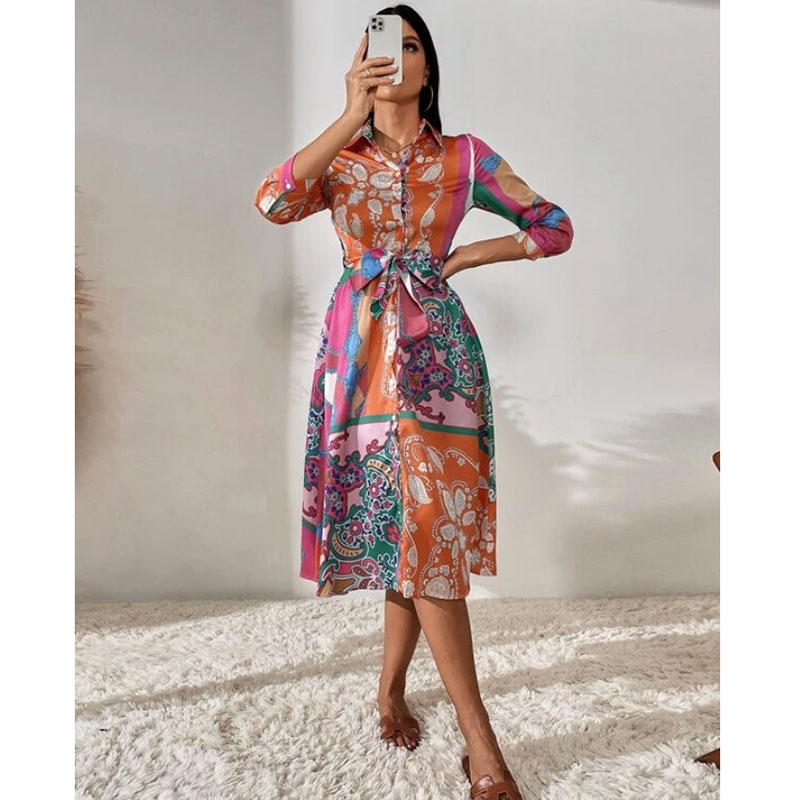 Spring New Commuter Dress With A Thin And Elegant Print display picture 13