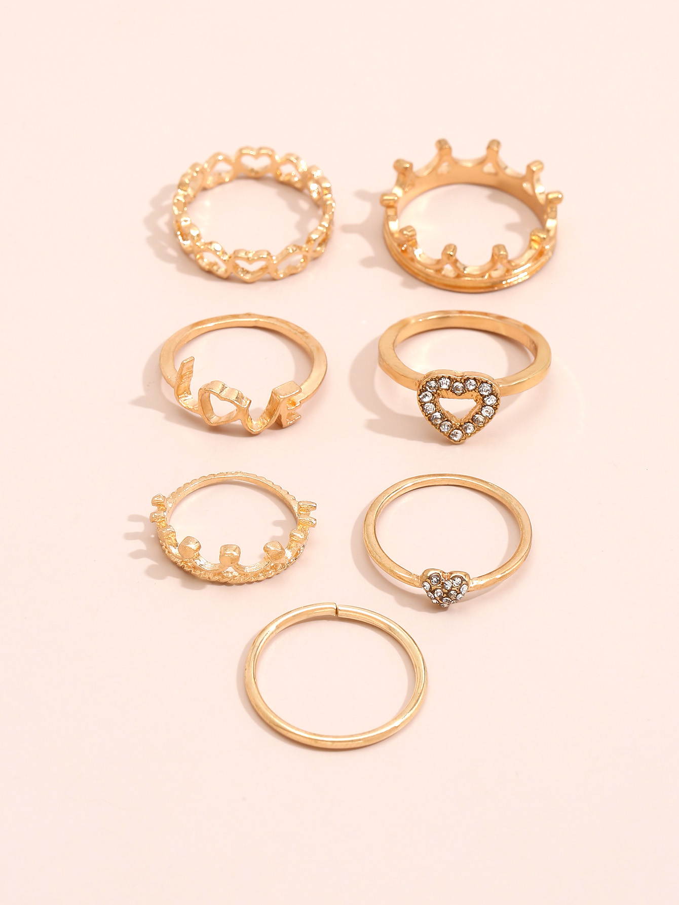 Fashion Personality Crown Full Diamond Love Multi-piece Combination Ring display picture 1