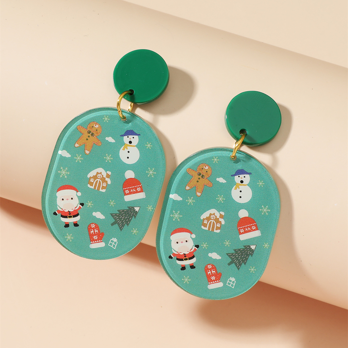 Fashionable Christmas Themed Acrylic Oval Earrings display picture 2