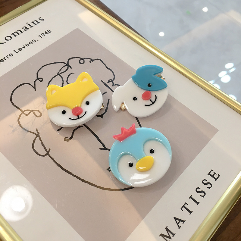 Korean Cartoon Hair Accessories Girl Cute Acrylic Hairpin Cute Pet Animal Bangs Clip Hairpin display picture 2
