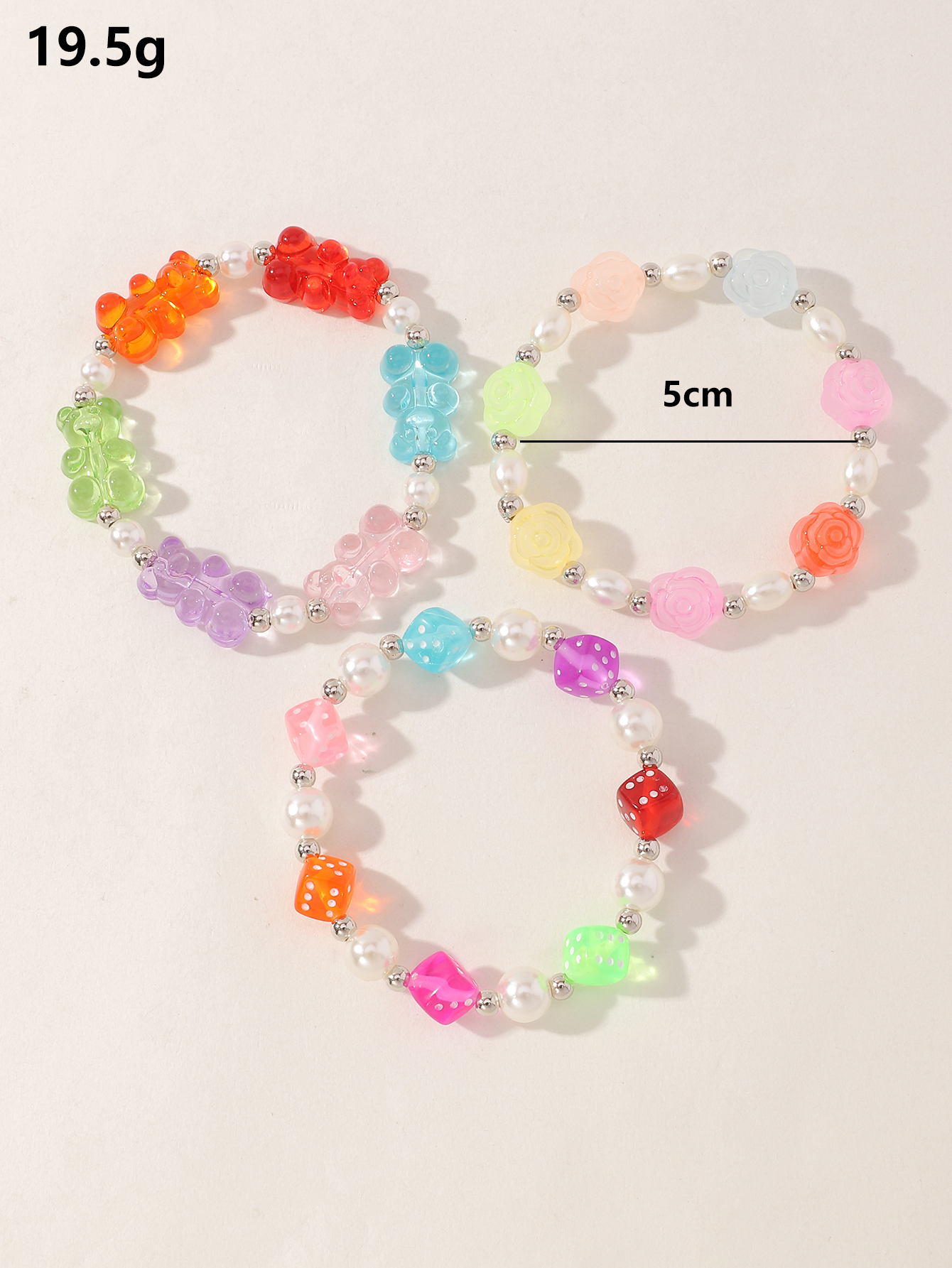 Lindo Juego De Pulsera Transparente Con Perlas De Oso En Contraste display picture 5