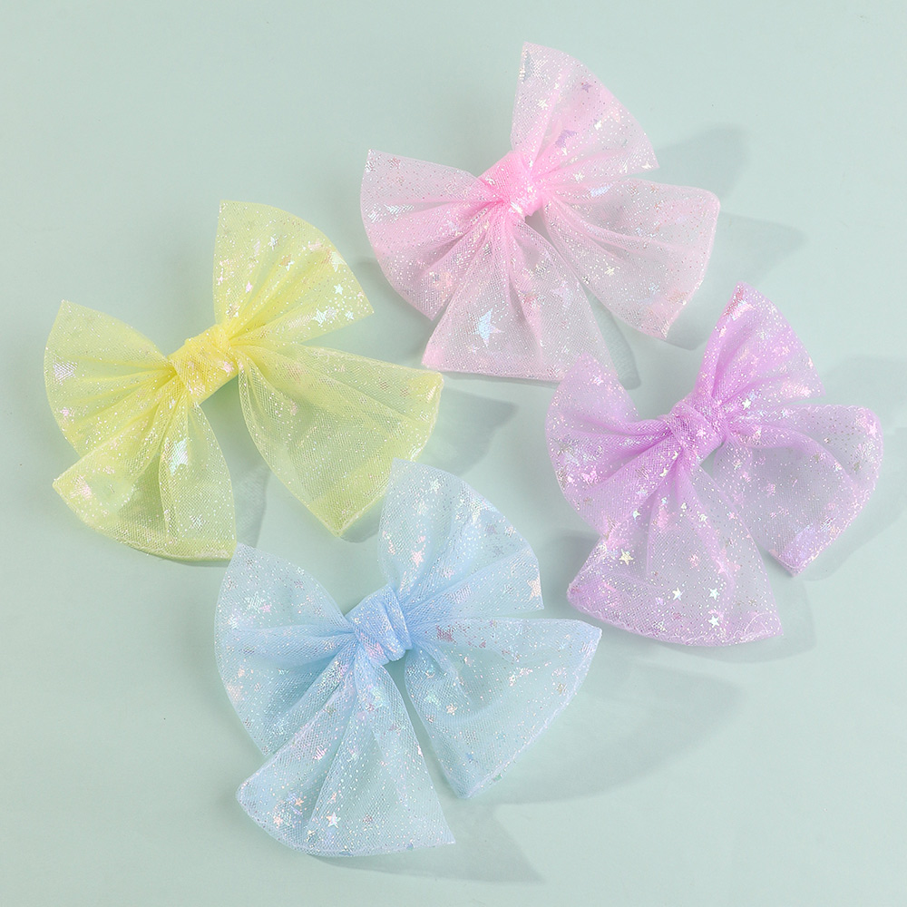 Star And Moon Print Lace Bow Hairpin Set display picture 2