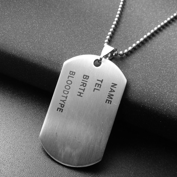 European And American Titanium Steel Pendant Identity Card Necklace display picture 2