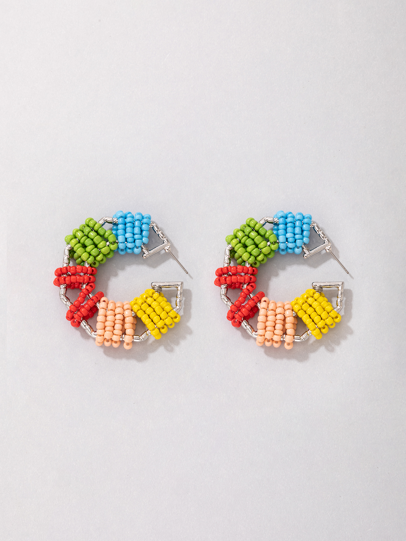 2021 New Bohemian Style Colored Bead Earrings display picture 4