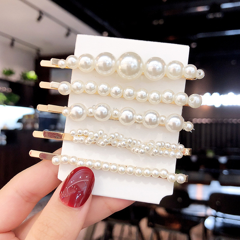 New Fashion Side Side Clip Pearl Hairpin Set Combination display picture 3
