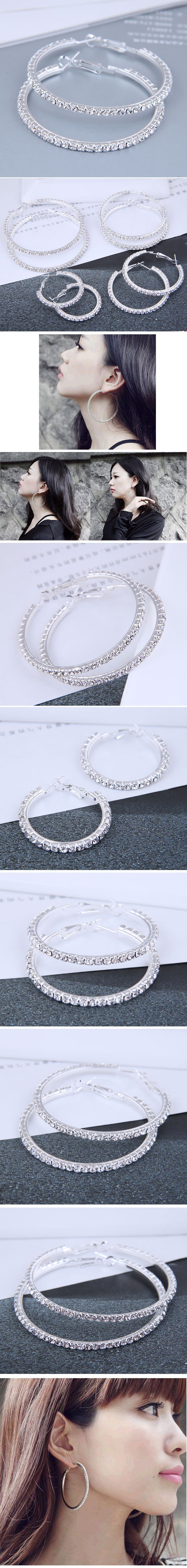 Fashion And Concise Ol Full Diamond Large Circle High Quality Earrings display picture 1