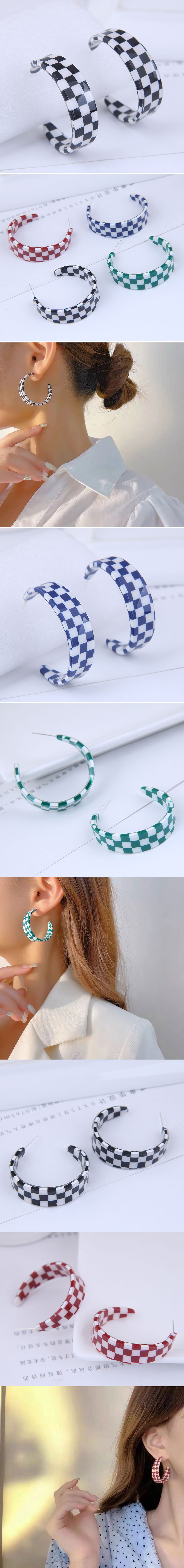 Fashion Simple Acrylic Check Pattern Temperament Female Earrings display picture 1