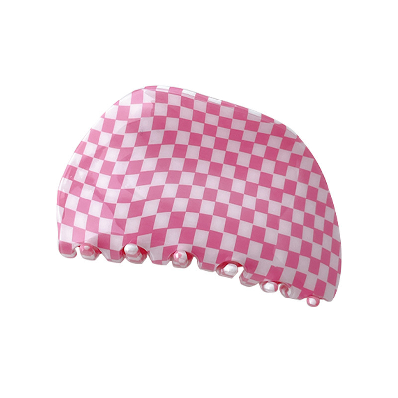 Small Square Semicircle Acetic Acid Catch Clip Hairpin Plaid Disc Hair Shark Clip display picture 5