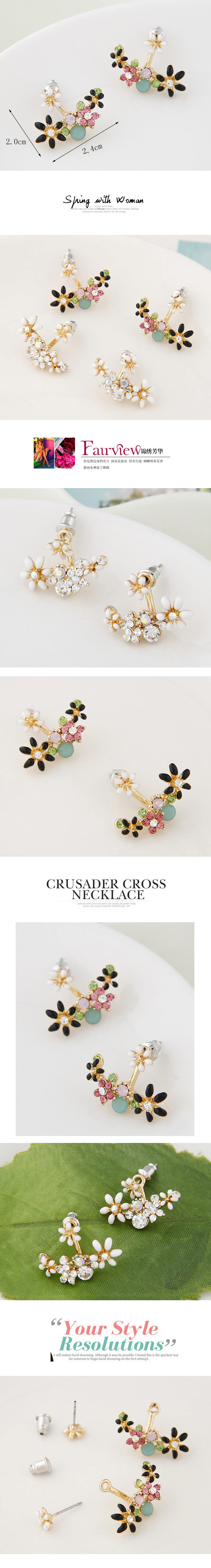 Korean Fashion Diamond-studded Flower Personality Stud Earrings display picture 1