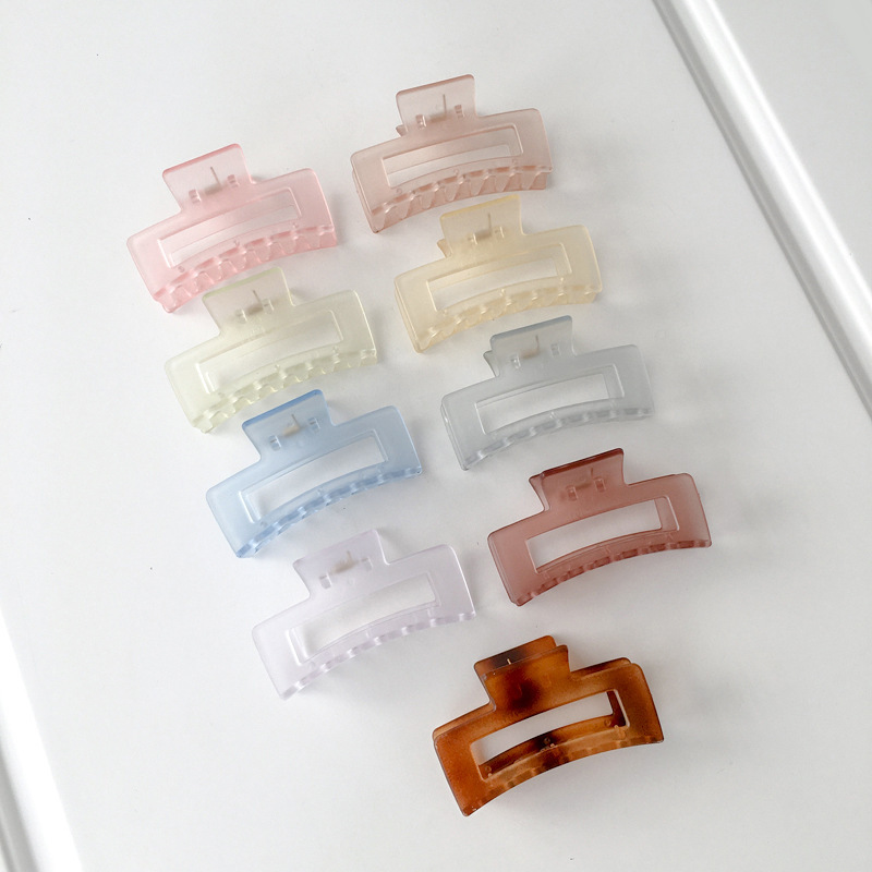 Korean Version Of The Jelly Color Female Clip Square Matte Simple Hairpin Small Fresh Female Square Shark Clip display picture 1