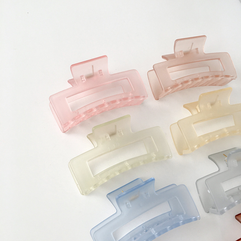 Korean Version Of The Jelly Color Female Clip Square Matte Simple Hairpin Small Fresh Female Square Shark Clip display picture 2