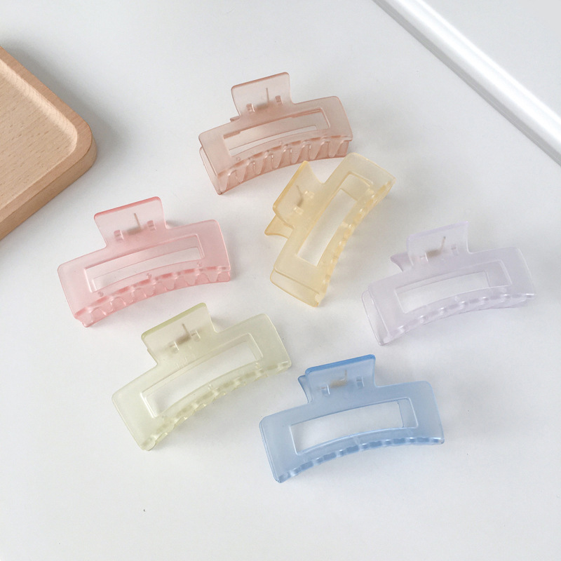 Korean Version Of The Jelly Color Female Clip Square Matte Simple Hairpin Small Fresh Female Square Shark Clip display picture 3