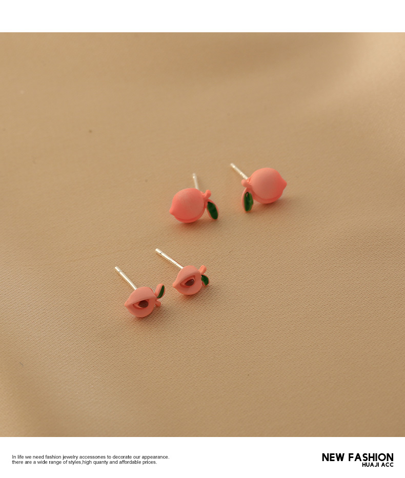 Korean Flower Traces Peach Blossom Peach 2021 New Trendy Simple Combination Earrings display picture 2