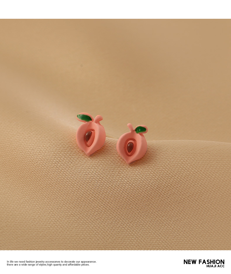 Korean Flower Traces Peach Blossom Peach 2021 New Trendy Simple Combination Earrings display picture 3