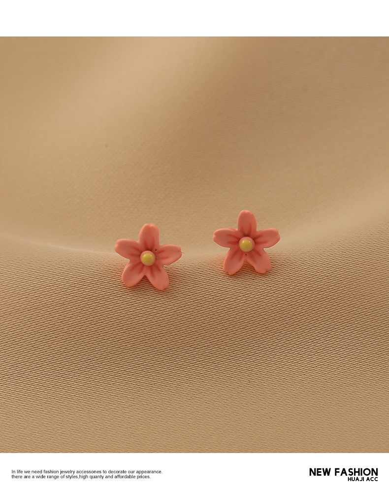Korean Flower Traces Peach Blossom Peach 2021 New Trendy Simple Combination Earrings display picture 5