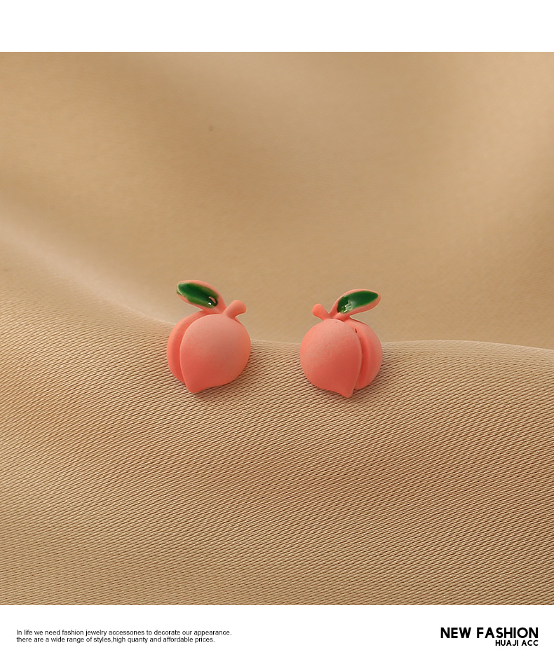 Korean Flower Traces Peach Blossom Peach 2021 New Trendy Simple Combination Earrings display picture 7