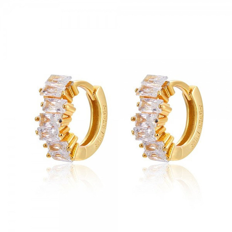 1 Pair Glam Cool Style Solid Color Copper Plating Inlay Zircon Gold Plated Earrings display picture 14
