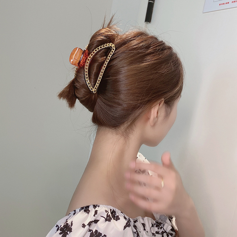 Hai-clip-haarnadel Koreanisches Mädchen Metallfang-clip-rückenkopf-clip Retro-einfache Platte Haarfang display picture 3
