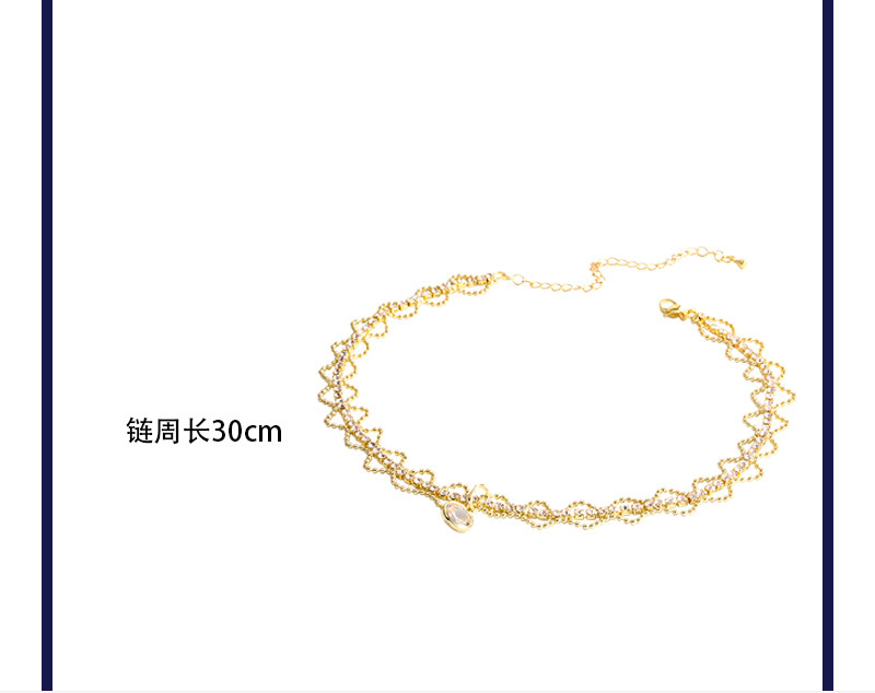 Retro French Double Zircon Necklace Female European And American Clavicle Chain Palace Style Necklace display picture 7